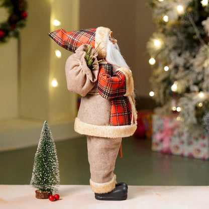 17.5 inches Beige Furry Coat Santa Christmas Home & Table Décor