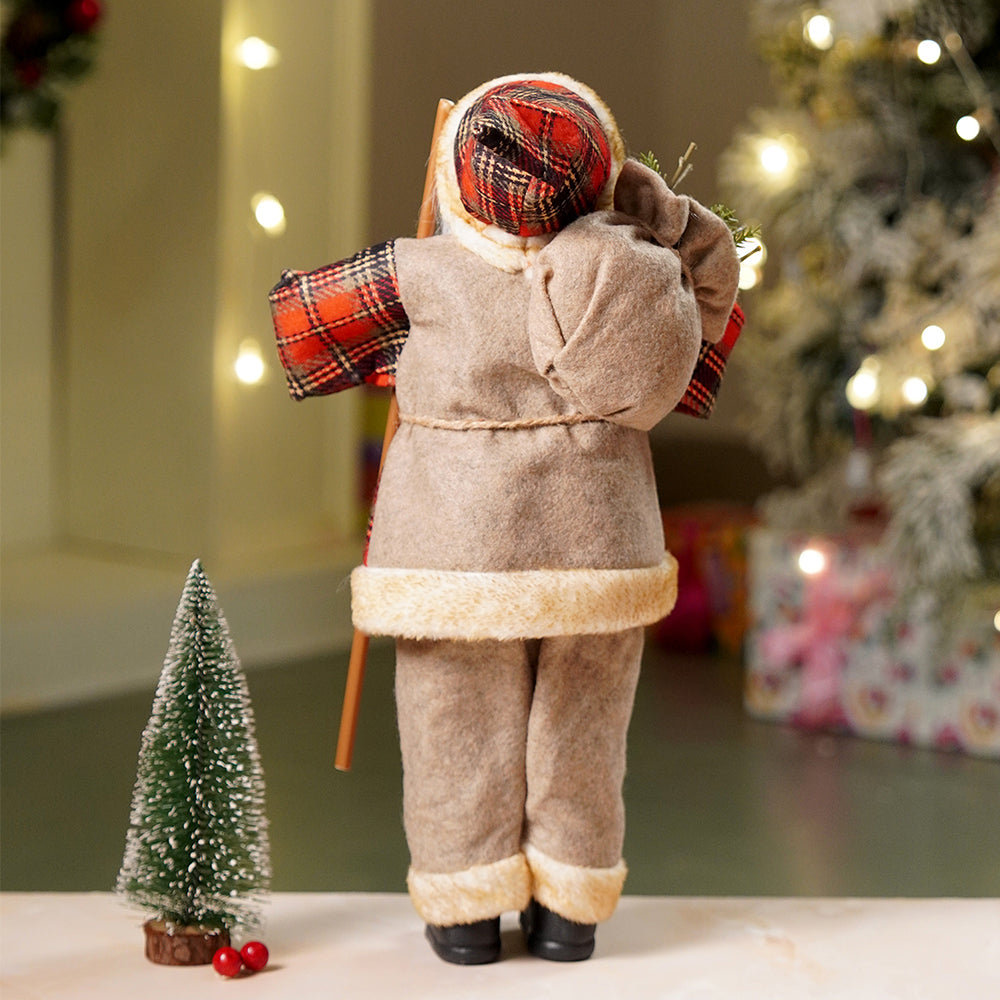 17.5 inches Beige Furry Coat Santa Christmas Home & Table Décor