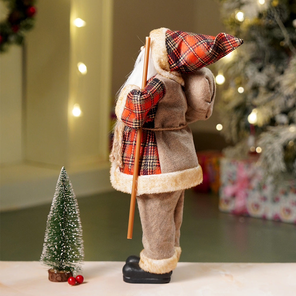 17.5 inches Beige Furry Coat Santa Christmas Home & Table Décor