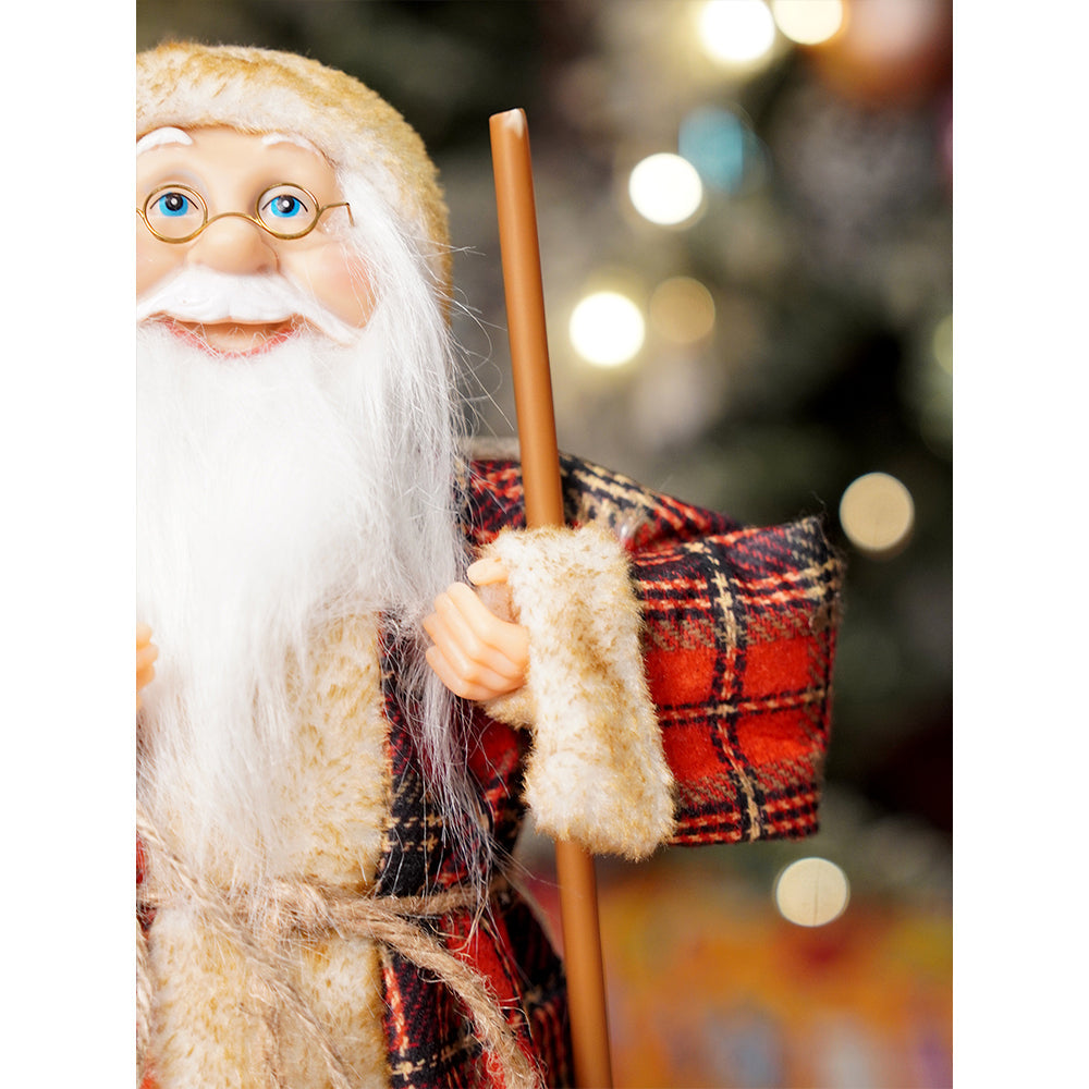 17.5 inches Beige Furry Coat Santa Christmas Home & Table Décor