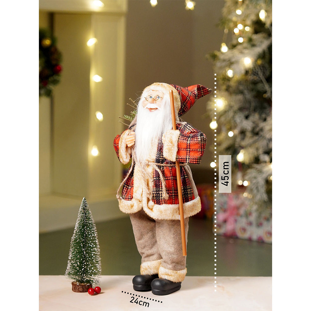 17.5 inches Beige Furry Coat Santa Christmas Home & Table Décor