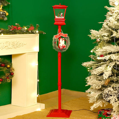 Big 4.8 feet Santa with Tree & Deer Snowfall Lamp Post Christmas Decor