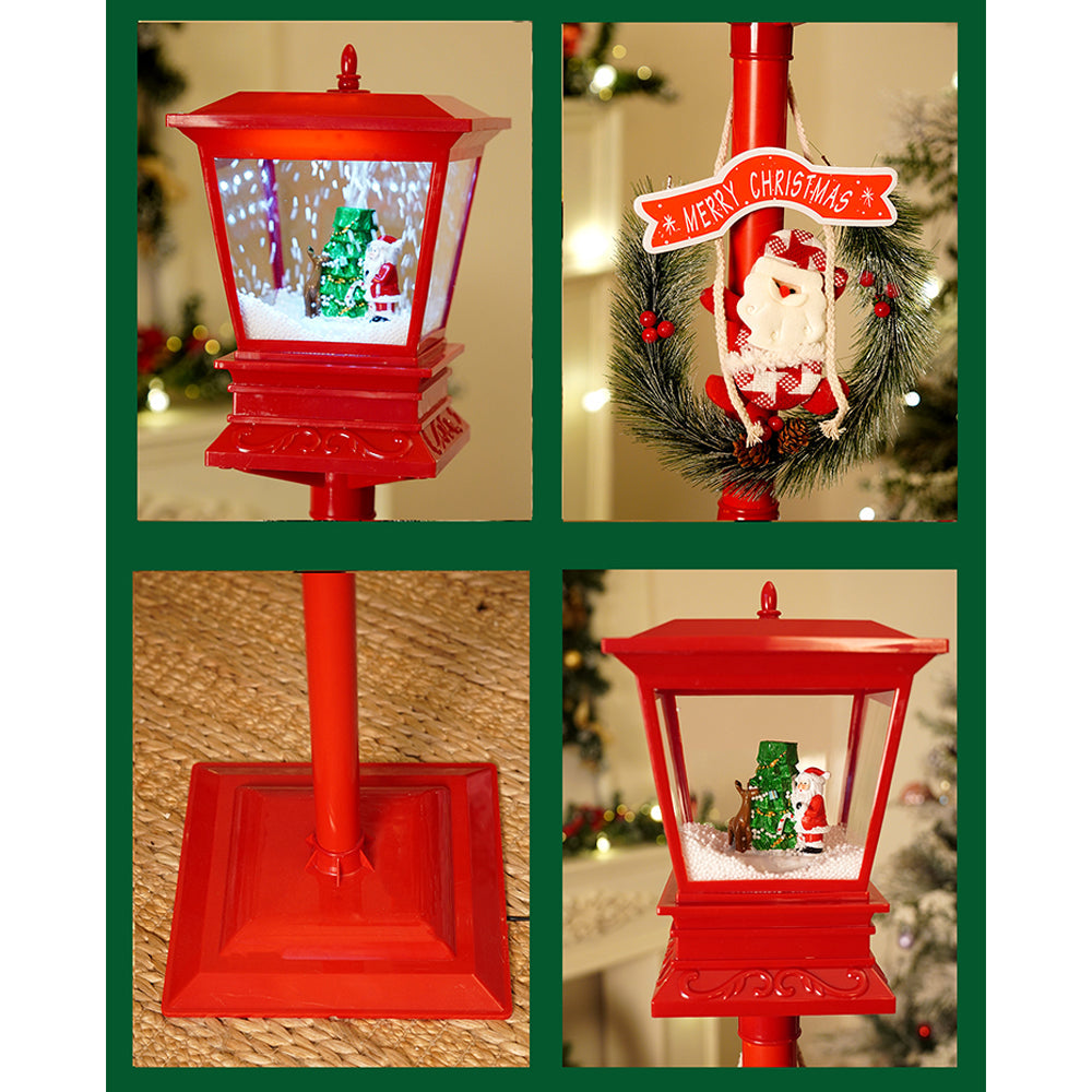 Big 4.8 feet Santa with Tree & Deer Snowfall Lamp Post Christmas Decor