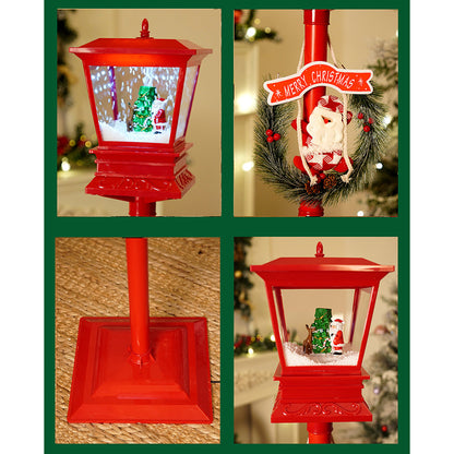 Big 4.8 feet Santa with Tree & Deer Snowfall Lamp Post Christmas Decor