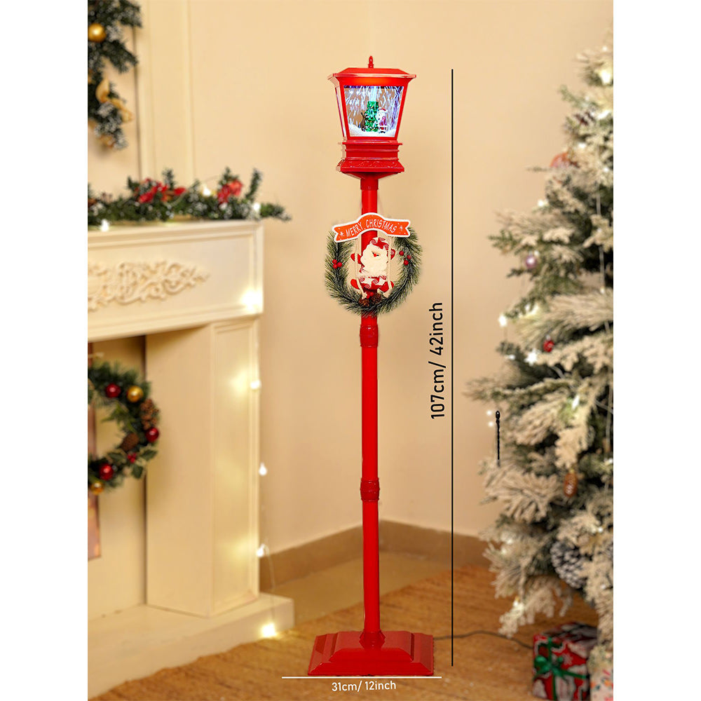 Big 4.8 feet Santa with Tree & Deer Snowfall Lamp Post Christmas Decor