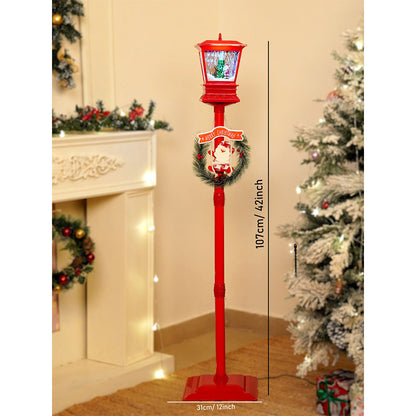 Big 4.8 feet Santa with Tree & Deer Snowfall Lamp Post Christmas Decor