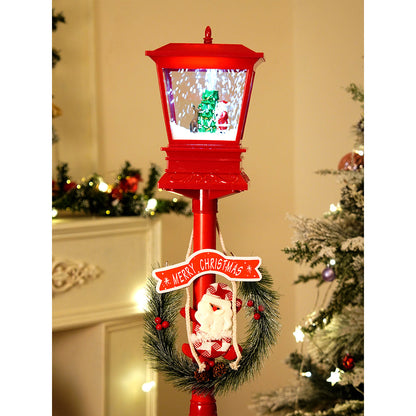 Big 4.8 feet Santa with Tree & Deer Snowfall Lamp Post Christmas Decor
