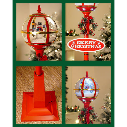 5.7 feet Tall Snowman Snowfall Globe Lamp Post Christmas Décor
