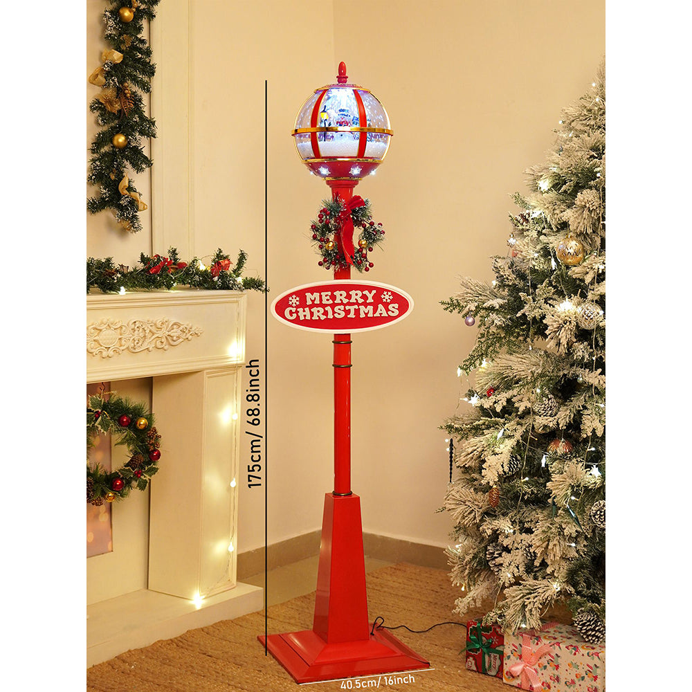 5.7 feet Tall Snowman Snowfall Globe Lamp Post Christmas Décor