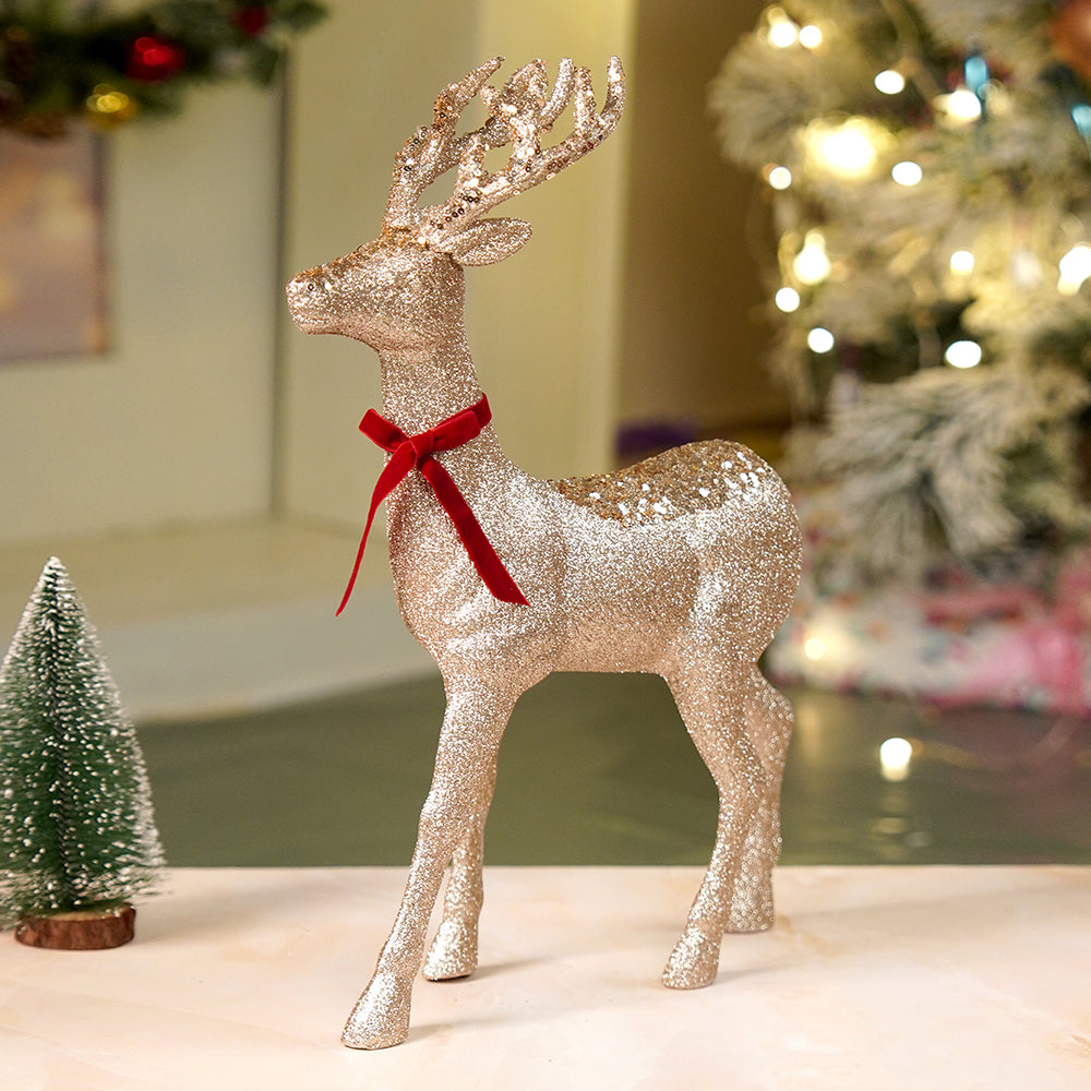 18 inches & 15inches 2pcs  Bronze sequence gold Reindeer Combo Christmas Décor and Decoration