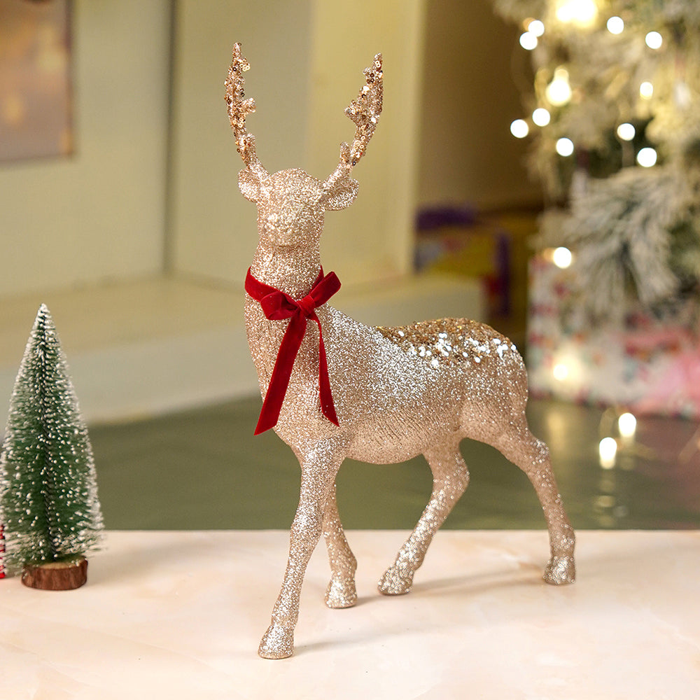 18 inches & 15inches 2pcs  Bronze sequence gold Reindeer Combo Christmas Décor and Decoration