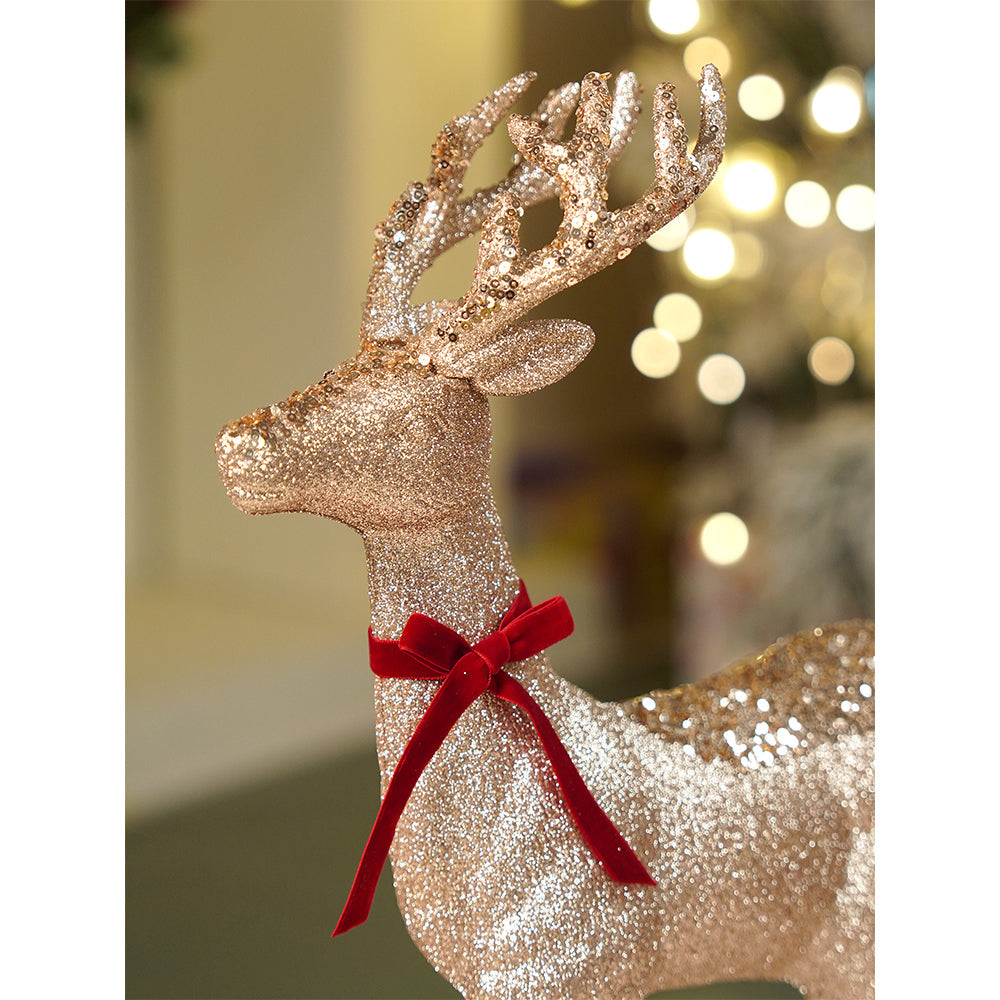 18 inches & 15inches 2pcs  Bronze sequence gold Reindeer Combo Christmas Décor and Decoration