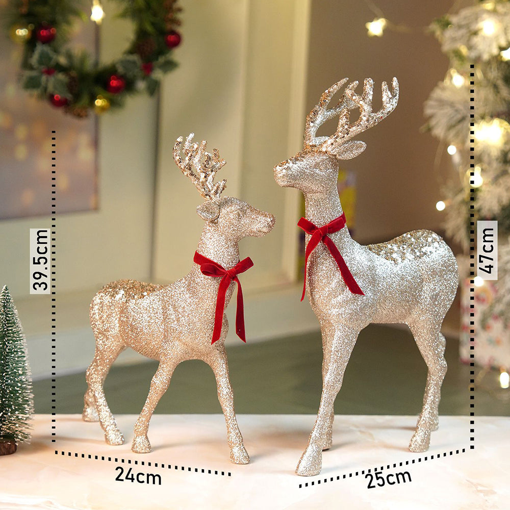 18 inches & 15inches 2pcs  Bronze sequence gold Reindeer Combo Christmas Décor and Decoration