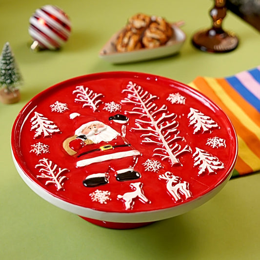 Ceramic Desert Cake Stand, Christmas theme.
