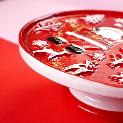Ceramic Desert Cake Stand, Christmas theme.