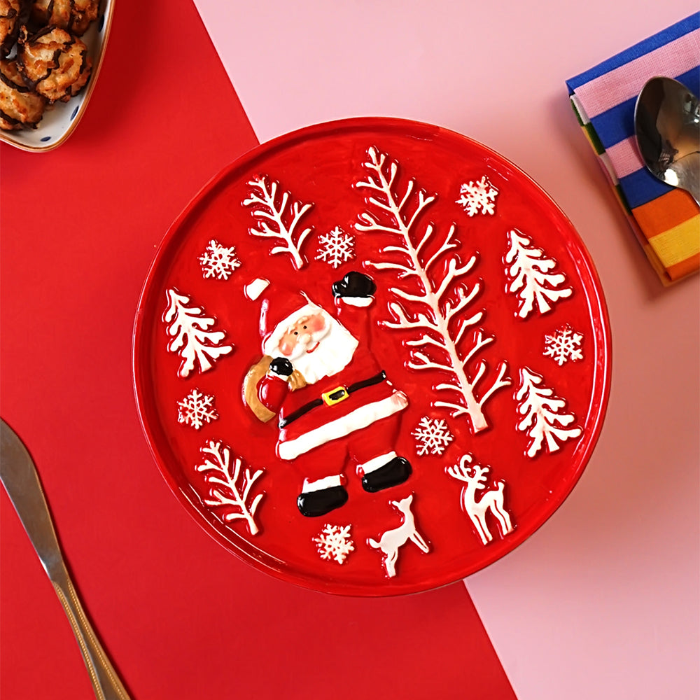 Ceramic Desert Cake Stand, Christmas theme.