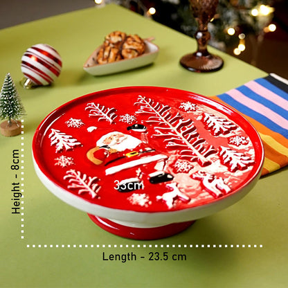 Ceramic Desert Cake Stand, Christmas theme.