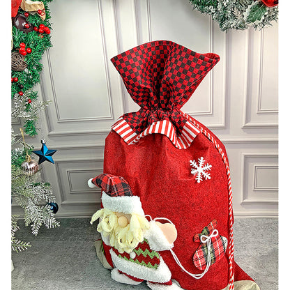 Santa Red & Grey Checks Christmas Sack