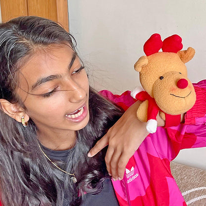 3pcs matching Reindeer set of wristband, Gift sack and hairband for gifts and Christmas Décor