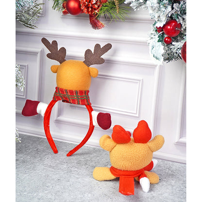 3pcs matching Reindeer set of wristband, Gift sack and hairband for gifts and Christmas Décor
