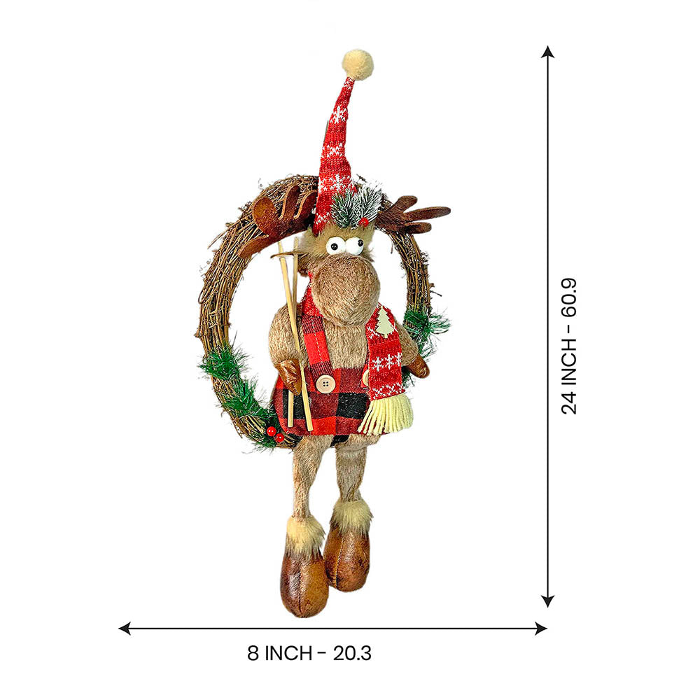 Fluffy Rudolf Christmas Artificial Wreath for wall, door and Christmas tree Décor