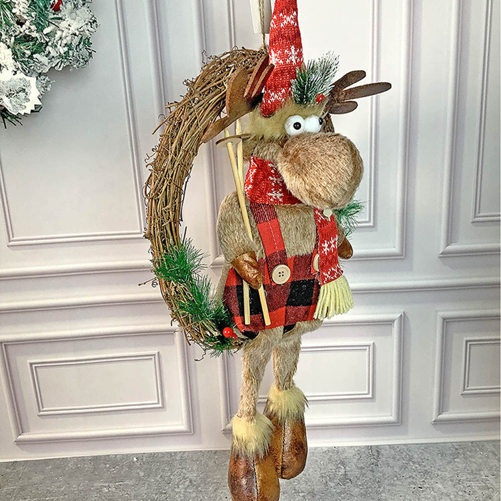 Fluffy Rudolf Christmas Artificial Wreath for wall, door and Christmas tree Décor