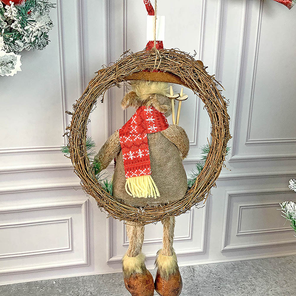 Fluffy Rudolf Christmas Artificial Wreath for wall, door and Christmas tree Décor