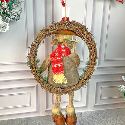 Fluffy Rudolf Christmas Artificial Wreath for wall, door and Christmas tree Décor