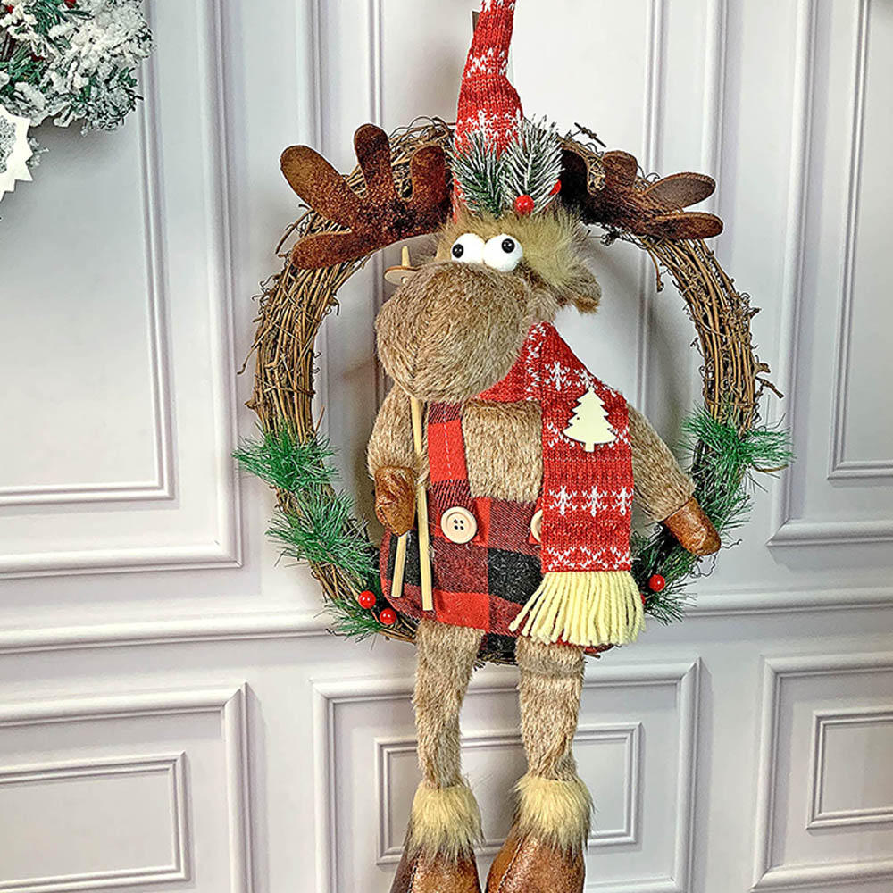 Fluffy Rudolf Christmas Artificial Wreath for wall, door and Christmas tree Décor
