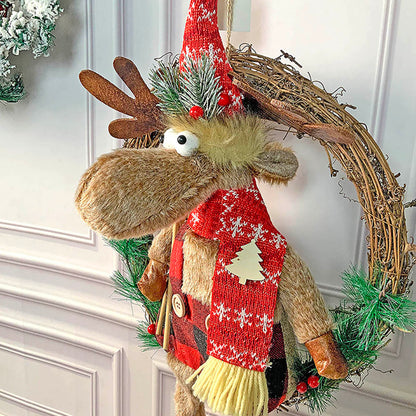 Fluffy Rudolf Christmas Artificial Wreath for wall, door and Christmas tree Décor