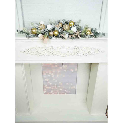 Gold Swirl Snow Frosted & Ornament Fillers Bushy Christmas Centre table Garland for Christmas Décor, 2 feet