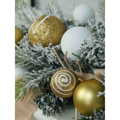 Gold Swirl Snow Frosted & Ornament Fillers Bushy Christmas Centre table Garland for Christmas Décor, 2 feet