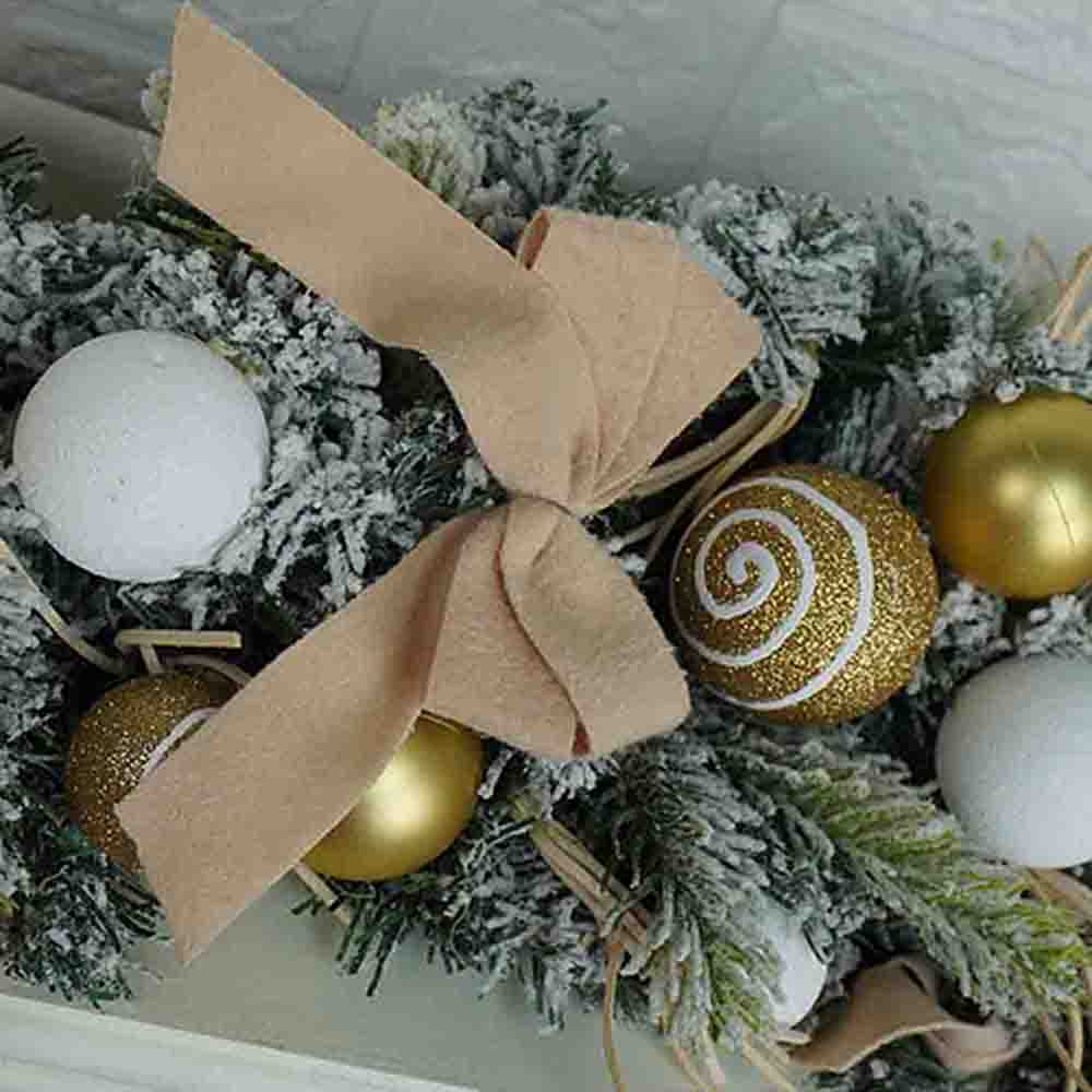 Gold Swirl Snow Frosted & Ornament Fillers Bushy Christmas Centre table Garland for Christmas Décor, 2 feet