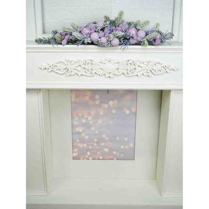Pastel Purple Swirl Snow Frosted & Ornament Fillers Bushy Christmas Centre table Garland for Christmas Décor, 2 feet