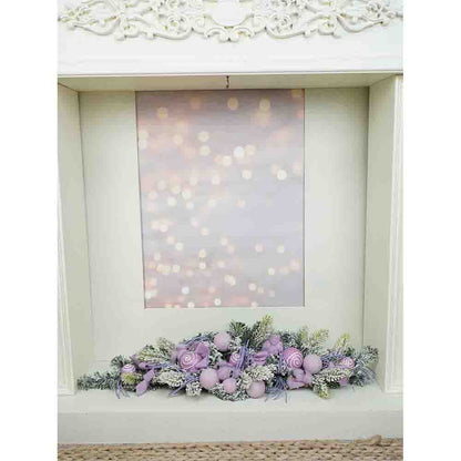 Pastel Purple Swirl Snow Frosted & Ornament Fillers Bushy Christmas Centre table Garland for Christmas Décor, 2 feet