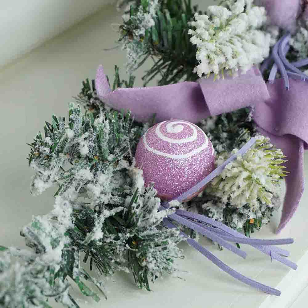 Pastel Purple Swirl Snow Frosted & Ornament Fillers Bushy Christmas Centre table Garland for Christmas Décor, 2 feet
