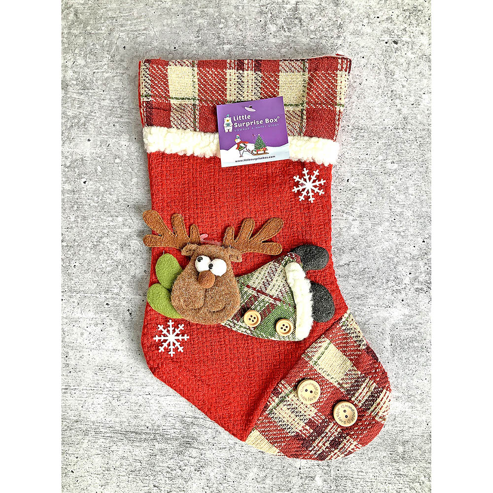 Flying Deer Christmas Stocking, 13 inches