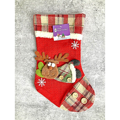 Flying Deer Christmas Stocking, 13 inches
