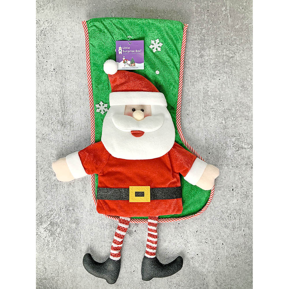 Velvet Glitter Santa Christmas Stocking, 16 inches
