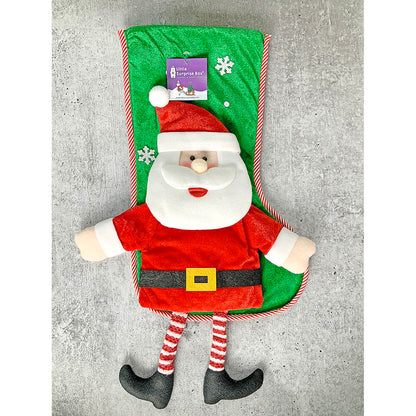 Velvet Glitter Santa Christmas Stocking, 16 inches
