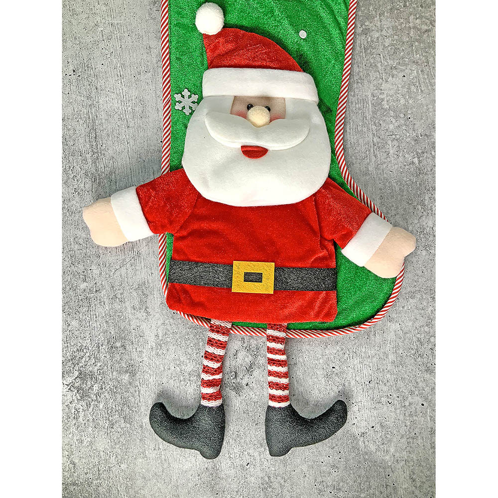 Velvet Glitter Santa Christmas Stocking, 16 inches