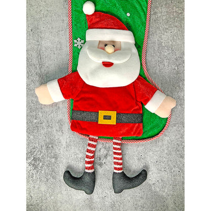Velvet Glitter Santa Christmas Stocking, 16 inches