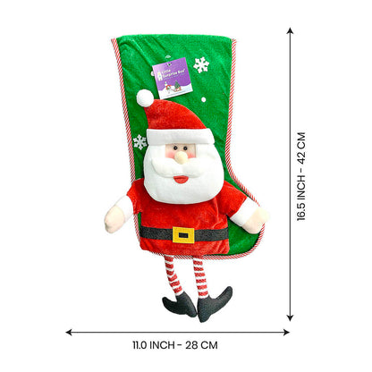 Velvet Glitter Santa Christmas Stocking, 16 inches