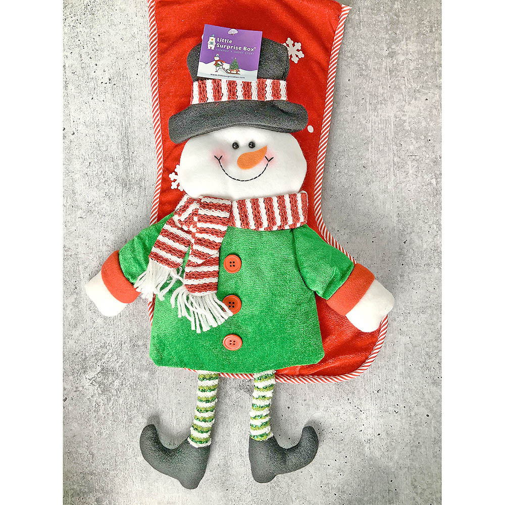 Velvet Glitter Snowman Christmas Stocking, 16 inches