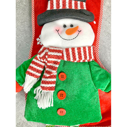 Velvet Glitter Snowman Christmas Stocking, 16 inches