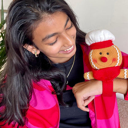 Big Size 3d Gingerbread Man Christmas Wrist Band Slap Band for Kids and Adults (Free Size)