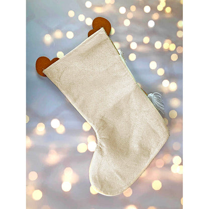 Golden Deer Christmas Stocking, 16 inches