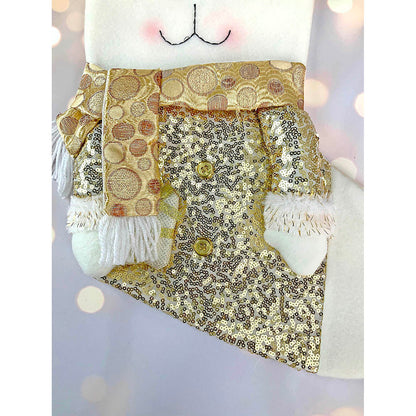 Golden Deer Christmas Stocking, 16 inches