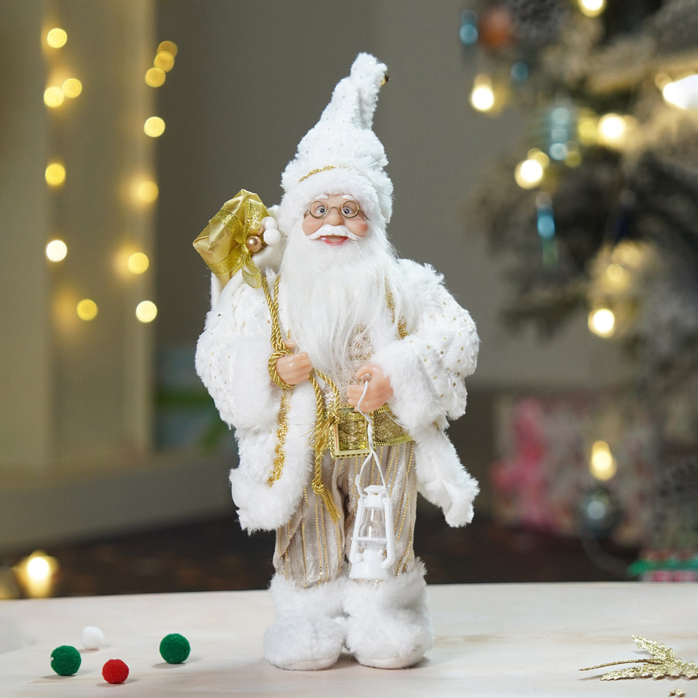 12 inches Gold Dotted and Stripes Santa , Christmas Home and Table Décor