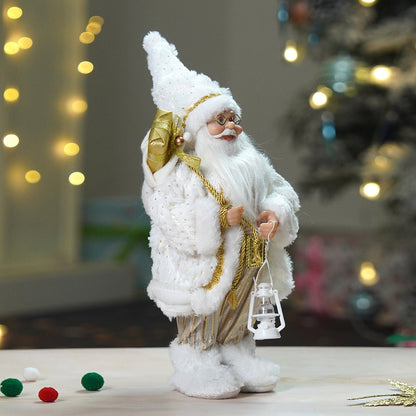 12 inches Gold Dotted and Stripes Santa , Christmas Home and Table Décor